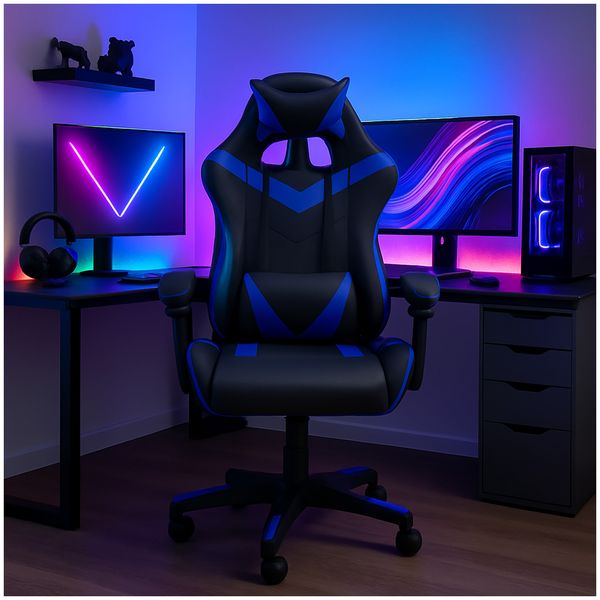 HTI-Living Krit racer gaming chair Schwarz-Blau Krit racer gaming chair Schwarz-Blau