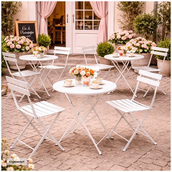 Produktbild: HTI-Living Gartentisch Basil Metall rund klappbar Creme Gartentisch Basil Metall rund klappbar Creme