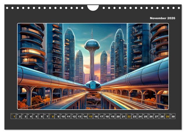 Produktbild: Zukunftsvision Megacity (Wandkalender 2026 DIN A4 quer), CALVENDO Monatskalender