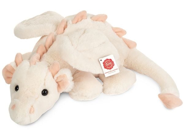 Produktbild: Teddy Hermann 94006 - Drache Fluffy liegend, weis-rosa, Pl&uuml;sch, 32 cm