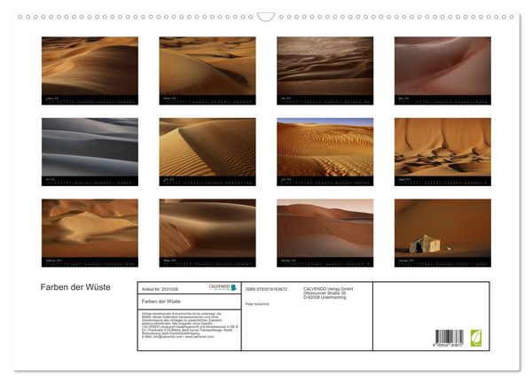 Produktbild: Farben der W&uuml;ste (Wandkalender 2026 DIN A2 quer), CALVENDO Monatskalender