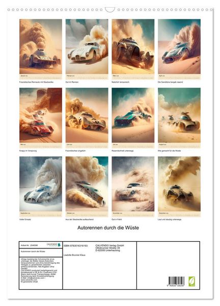 Produktbild: Autorennen durch die W&uuml;ste (Wandkalender 2026 DIN A2 hoch), CALVENDO Monatskalender