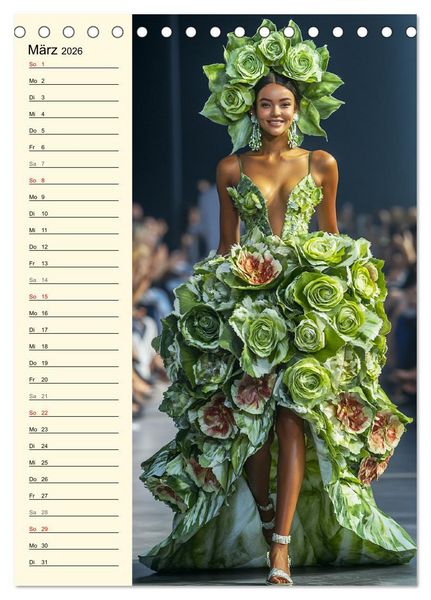 Produktbild: Bl&uuml;tenzauber. High Fashion auf dem Catwalk (Tischkalender 2026 DIN A5 hoch), CALVENDO Monatskalender