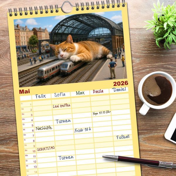 Produktbild: Familienplaner 2026 - Katzen Weltherrschaft mit 5 Spalten (Wandkalender, 21 x 45 cm) CALVENDO