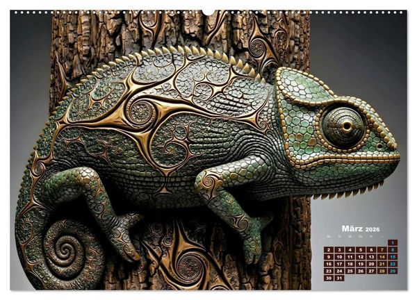 Produktbild: Cham&auml;leon Artwork (Wandkalender 2026 DIN A2 quer), CALVENDO Monatskalender