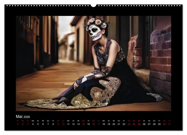 Produktbild: Festliche Dia de Muertos Portr&auml;ts (hochwertiger Premium Wandkalender 2026 DIN A2 quer), Kunstdruck in Hochglanz