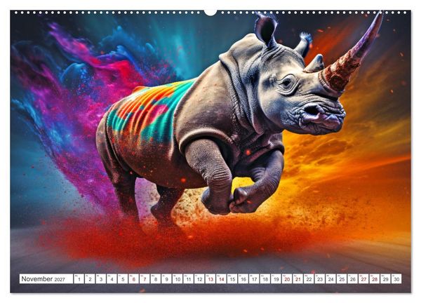 Produktbild: Farbsplash in der Tierwelt (hochwertiger Premium Wandkalender 2027 DIN A2 quer), Kunstdruck in Hochglanz