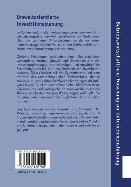 Produktbild: Umweltorientierte Investitionsplanung