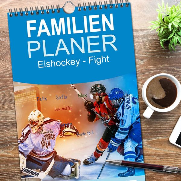 Produktbild: Familienplaner 2026 - Eishockey - Fight mit 5 Spalten (Wandkalender, 21 x 45 cm) CALVENDO