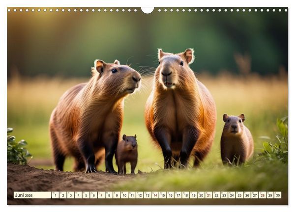 Produktbild: Capybaras - Wasserschweine die Herren der Gr&auml;ser (Wandkalender 2026 DIN A3 quer), CALVENDO Monatskalender