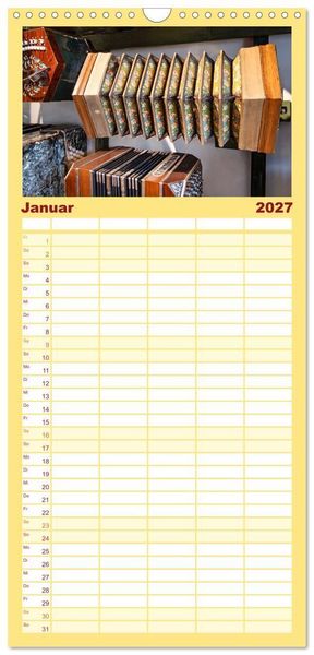 Produktbild: Familienplaner 2027 - Concertina und Bandoneon mit 5 Spalten (Wandkalender, 21 x 45 cm) CALVENDO