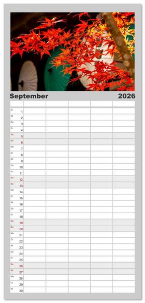 Produktbild: Familienplaner 2026 - Herbst in Japan mit 5 Spalten (Wandkalender, 21 x 45 cm) CALVENDO