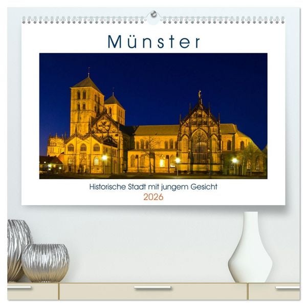 Produktbild: M&uuml;nster - Historische Stadt mit jungem Gesicht (hochwertiger Premium Wandkalender 2026 DIN A2 quer), Kunstdruck in Hochglanz