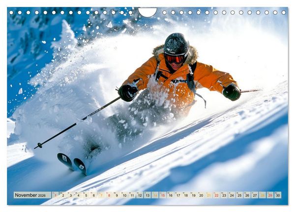 Produktbild: Skifahren - tolle Momente (Wandkalender 2026 DIN A4 quer), CALVENDO Monatskalender