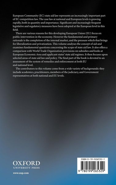 Produktbild: The Law of State Aid in the European Union