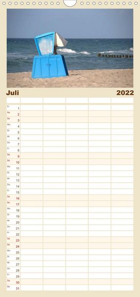 Produktbild: Familienplaner Strandkorb-Impressionen (Wandkalender 2022 , 21 cm x 45 cm, hoch)