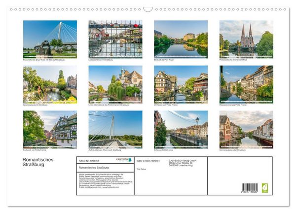 Produktbild: Romantisches Stra&szlig;burg (Wandkalender 2026 DIN A2 quer), CALVENDO Monatskalender