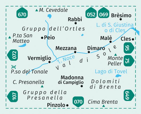 Produktbild: KOMPASS Wanderkarte Val di Sole, Madonna di Campiglio, Mal&egrave;,