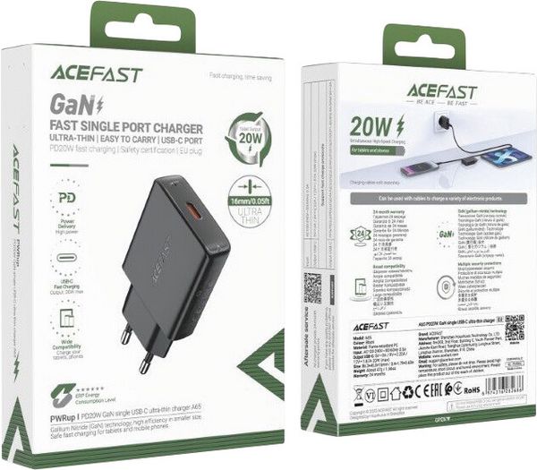 Produktbild: ACEFAST USB-Ladeger&auml;t A65, 1 USB-C-Ausgang, schwarz