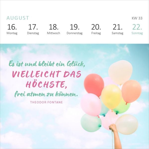 Produktbild: Mini-Wochenkalender 365 Tage Sonne im Herzen 2027