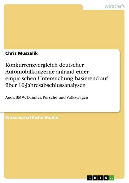 Produktbild: Konkurrenzvergleich deutscher Automobilkonzerne anhand einer empirischen Untersuchung basierend auf &uuml;ber 10-Jahresabschlussanalysen