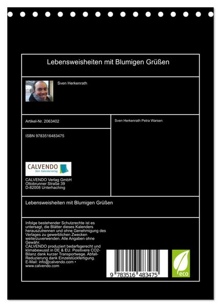 Produktbild: Lebensweisheiten mit Blumigen Gr&uuml;&szlig;en (Tischkalender 2026 DIN A5 hoch), CALVENDO Monatskalender