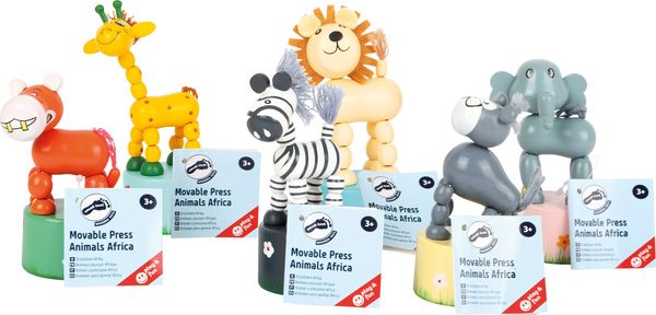 Produktbild: small foot 7924 - Dr&uuml;ckfiguren-Set Afrika-Tiere, 6-teilig, Holz, H&ouml;he: 11cm
