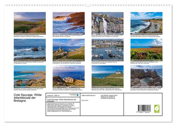 Produktbild: Cote Sauvage. Wilde Atlantikk&uuml;ste der Bretagne. (hochwertiger Premium Wandkalender 2026 DIN A2 quer), Kunstdruck in Hochglanz