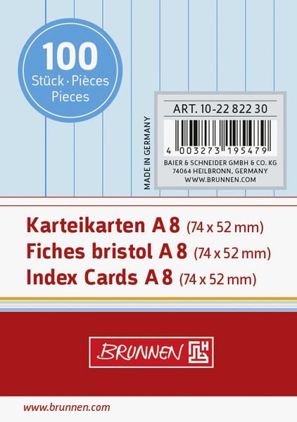 Produktbild: Brunnen Karteikarte A8 lin bl 100St
