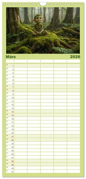 Produktbild: Familienplaner 2026 - Keltische Legenden - Die kleinen Wesen der Natur mit 5 Spalten (Wandkalender, 21 x 45 cm) CALVENDO