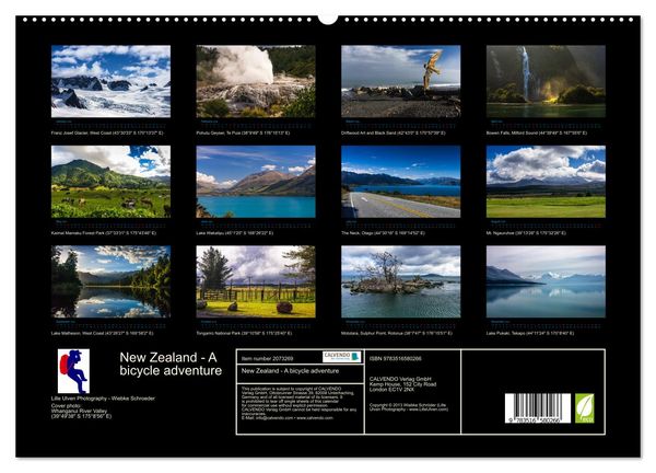 Produktbild: New Zealand - A bicycle adventure (High Quality Premium Wall Calendar 2026 DIN A2 landscape),CALVENDO 12 Month Wall Calendar