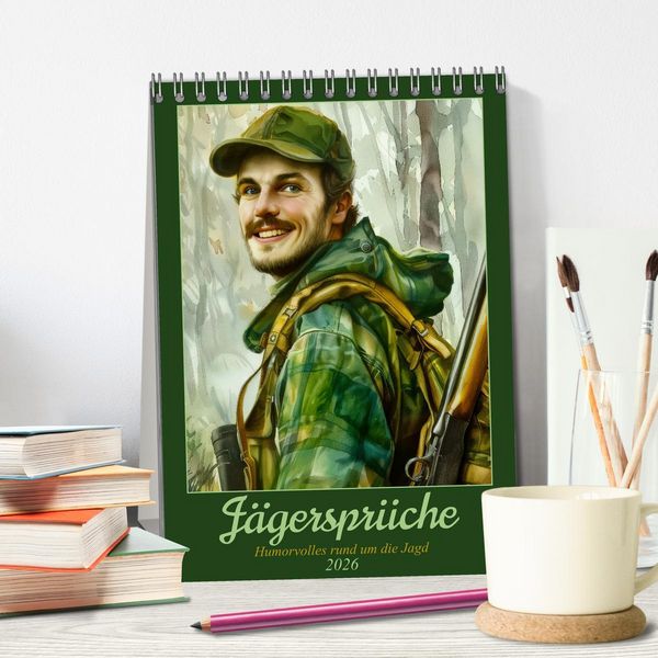 Produktbild: J&auml;gerspr&uuml;che (Tischkalender 2026 DIN A5 hoch), CALVENDO Monatskalender