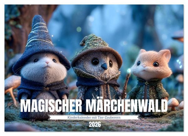 Produktbild: Magischer M&auml;rchenwald - Kinderkalender mit Tier-Zauberern (Wandkalender 2026 DIN A3 quer), CALVENDO Monatskalender