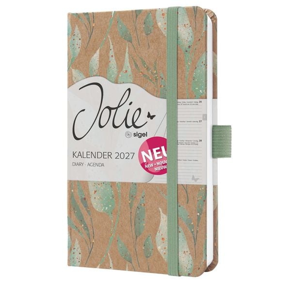 Produktbild: SIGEL 7J802 Wochenkalender Jolie 2027, ca. A6, Sparkle Leaves, Hardcover