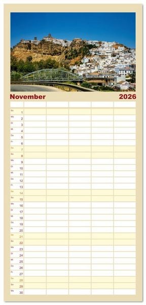 Produktbild: Familienplaner 2026 - Andaluc&iacute;a - Buenos D&iacute;as mit 5 Spalten (Wandkalender, 21 x 45 cm) CALVENDO