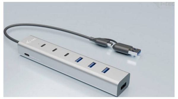 Produktbild: I-tec CAHUBMETAL7 USB-Hub 4+3 Port USB-A, USB-C&reg; USB 3.1 Gen1 5 GBit/s Grau CAHUBMETAL7