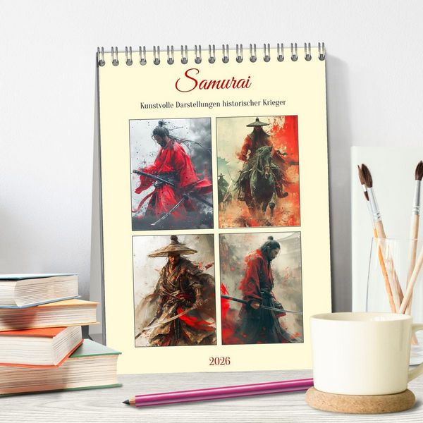 Produktbild: Samurai. Kunstvolle Darstellungen historischer Krieger (Tischkalender 2026 DIN A5 hoch), CALVENDO Monatskalender