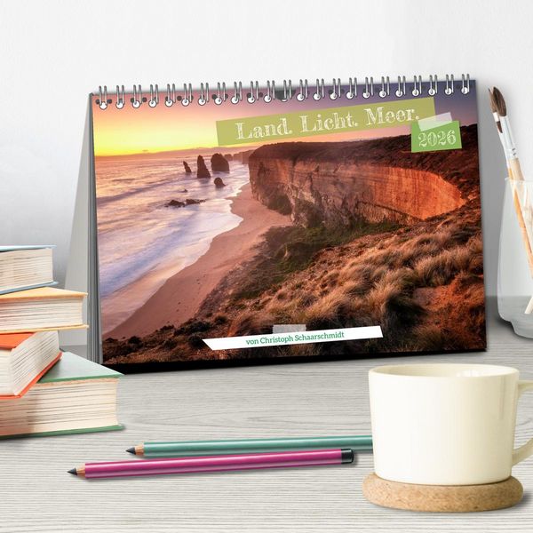 Produktbild: Land. Licht. Meer. (Tischkalender 2026 DIN A5 quer), CALVENDO Monatskalender