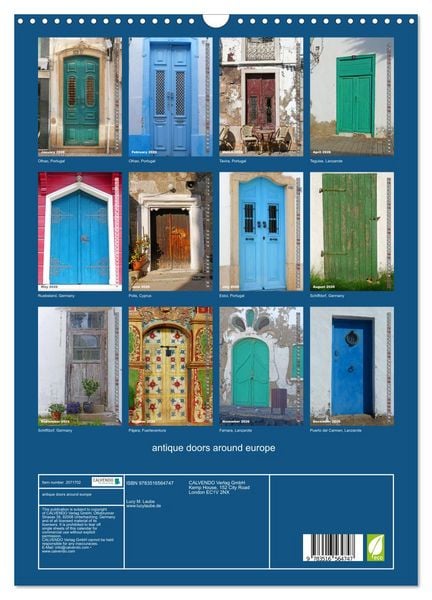 Produktbild: antique doors around europe (Wall Calendar 2026 DIN A3 portrait), CALVENDO 12 Month Wall Calendar