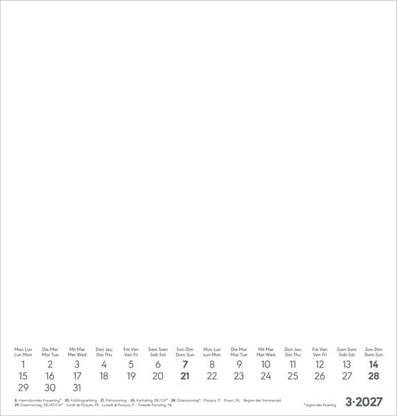 Produktbild: Kreativkalender M wei&szlig; 2027