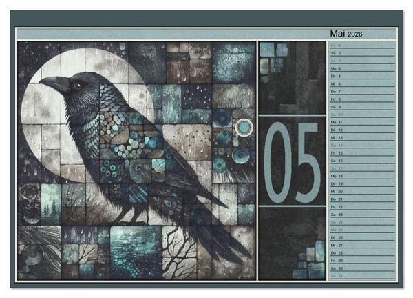 Produktbild: Kr&auml;hen. Verborgene Farbnuancen. Kunst. (Wandkalender 2026 DIN A4 quer), CALVENDO Monatskalender