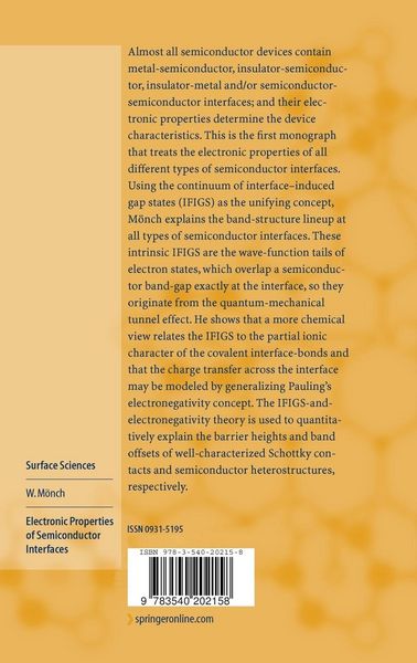 Produktbild: Electronic Properties of Semiconductor Interfaces