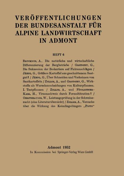 Produktbild: Ver&ouml;ffentlichungen der Bundesanstalt f&uuml;r alpine Landwirtschaft in Admont