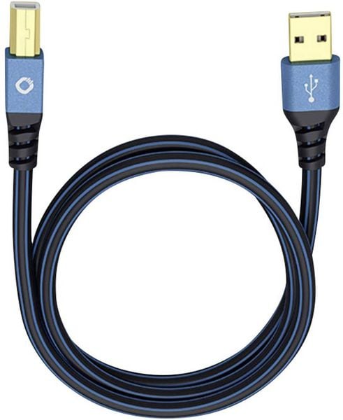 Oehlbach USB-Kabel USB 2.0 USB-A Stecker, USB-B Stecker 0.50 m Blau vergoldete Steckkontakte 9340