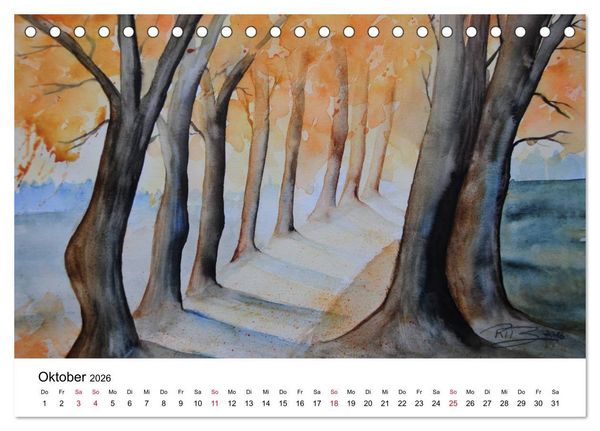 Produktbild: Landschafts-Aquarelle 2026 Roswita Ilona Baumann (Tischkalender 2026 DIN A5 quer), CALVENDO Monatskalender