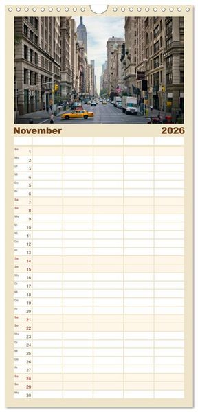 Produktbild: Familienplaner 2026 - NEW YORK Bekannte Blicke mit 5 Spalten (Wandkalender, 21 x 45 cm) CALVENDO