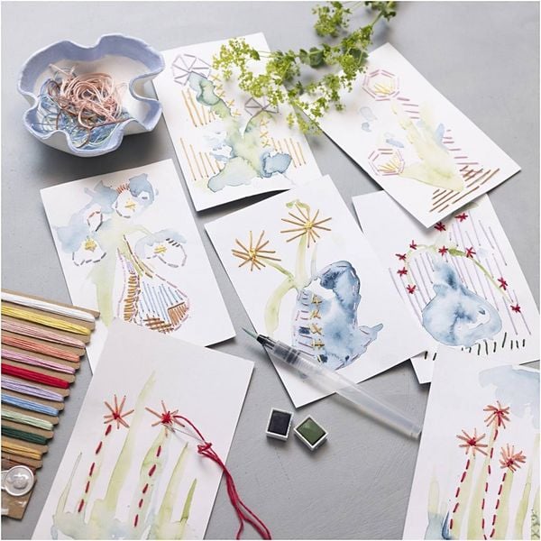 Produktbild: Creativ Company Mini Kreativ Set Sticken, Gem&auml;lde mit Stickerei, sortierte Farben