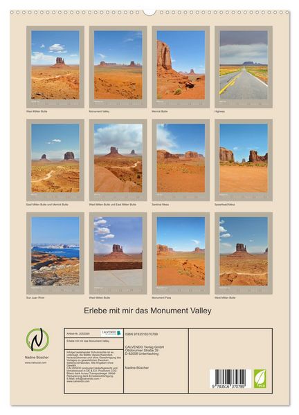 Produktbild: Erlebe mit mir das Monument Valley (hochwertiger Premium Wandkalender 2026 DIN A2 hoch), Kunstdruck in Hochglanz