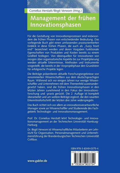 Produktbild: Management der fr&uuml;hen Innovationsphasen