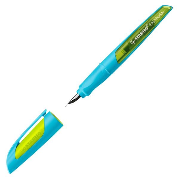 Produktbild: STABILO Schulf&uuml;ller Anf&auml;nger-Feder A - EASYbuddy FRESH EDITION hellblau/limette - blau (l&ouml;schbar) - Einzelstift inkl. Patrone